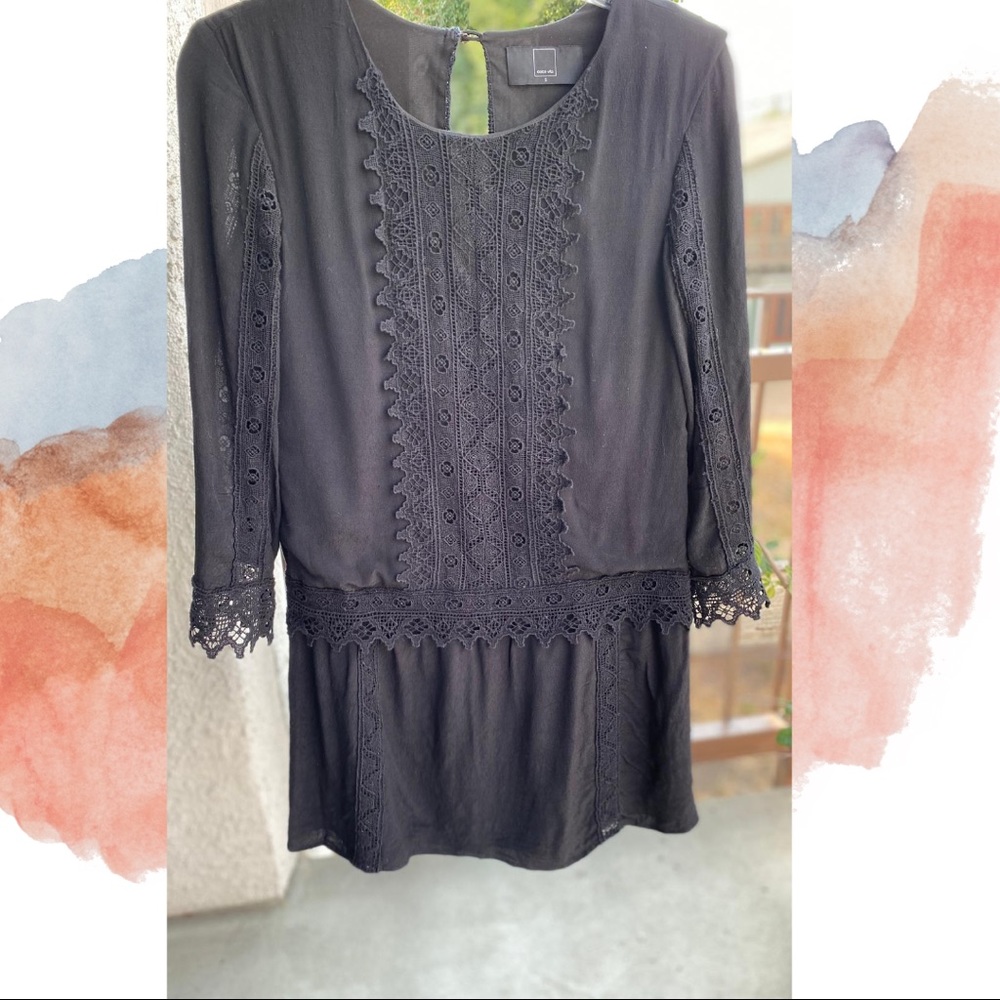 Dolce Vita Black Mini Embroidered Dress